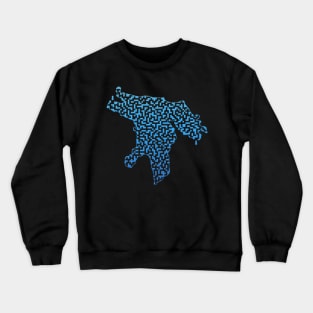 Lake Huron Outline Maze & Labyrinth Crewneck Sweatshirt